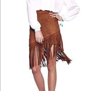 High Waisted Asymmetrical Fringe Skirt, Size S